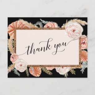 Boho Pampas Elegante Schwarze Tropenpalme Postkarte