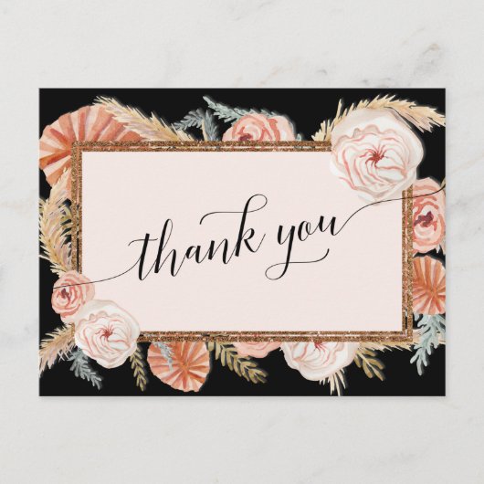 Boho Pampas Elegante Schwarze Tropenpalme Postkarte (Vorderseite)