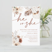 Boho Pampas, er oder sie, Geschlecht offenbaren Ei Einladung (Stehend Vorderseite)