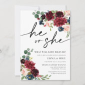 Boho Pampas, er oder sie, Geschlecht offenbaren Ei Einladung (Vorderseite)