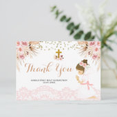 Boho Pampas Erste Kommune Danke Karte (Stehend Vorderseite)