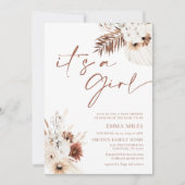 Boho Pampas Es ist eine Mädchen-Baby-Dusche Einlad Einladung (Vorderseite)