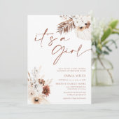 Boho Pampas Es ist eine Mädchen-Baby-Dusche Einlad Einladung (Stehend Vorderseite)