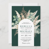Boho Pampas Eucalyptus Arch Emerald Green Wedding Einladung (Vorderseite)