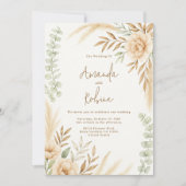 Boho Pampas & Eucalyptus Wedding Einladung (Vorderseite)