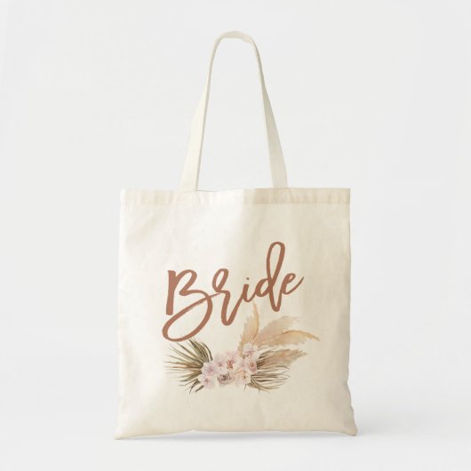 Boho Pampas Floral Bride Tragetasche (Vorne)