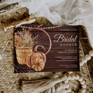 Boho Pampas Floral Kürbis Herbst Brautparty Einladung