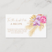 Boho Pampas Floral Rezept für die Braut zu sein Begleitkarte (Vorderseite)