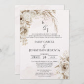 Boho pampas floral Spanish wedding Einladung (Vorne/Hinten)
