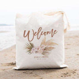Boho Pampas Floral Wedding Welcome Tragetasche