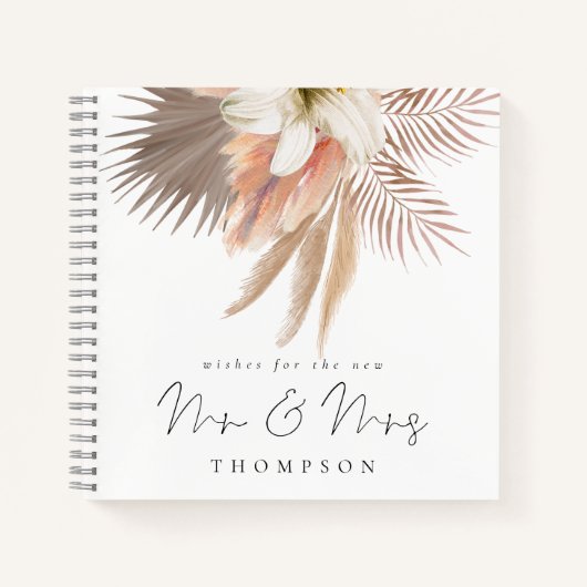 Boho Pampas Florals Script Mr. Guest Book Notizblock (Vorderseite)