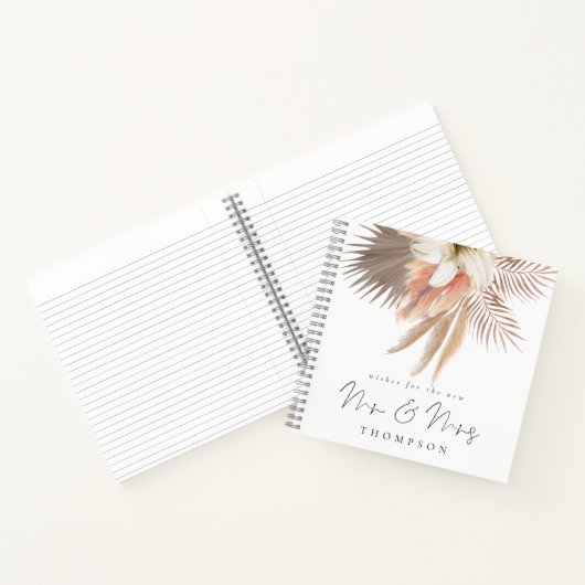 Boho Pampas Florals Script Mr. Guest Book Notizblock (Innenseite)