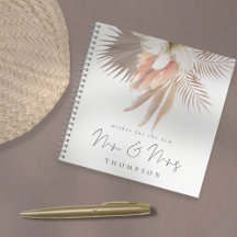 Boho Pampas Florals Script Mr. Guest Book