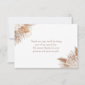 Boho Pampas Garden Brautparty Dankeschön Karte (Rückseite)