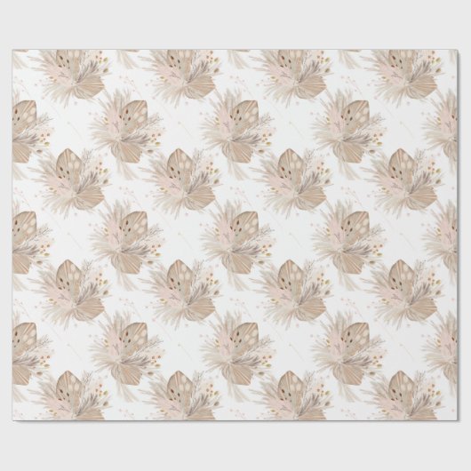 Boho Pampas getrocknetes Gras Wasserfarbmuster Wüs Geschenkpapier (Flach)