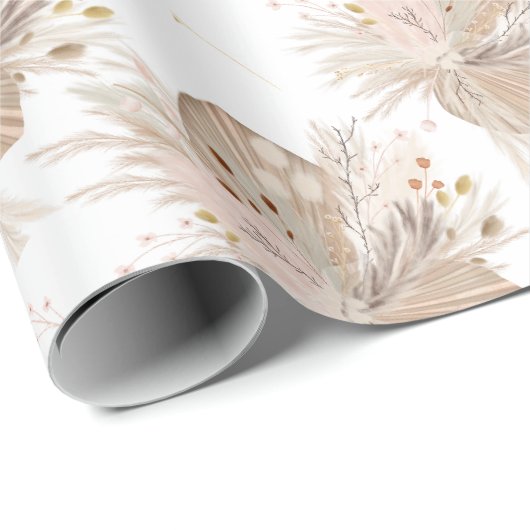 Boho Pampas getrocknetes Gras Wasserfarbmuster Wüs Geschenkpapier (Rolleneckpunkt)