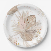 Boho Pampas getrocknetes Gras Wasserfarbmuster Wüs Pappteller (Vorderseite)