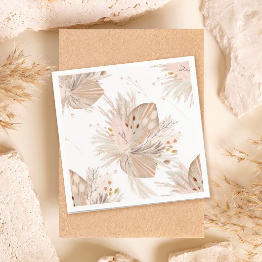 Boho Pampas getrocknetes Gras Wasserfarbmuster Wüs Serviette