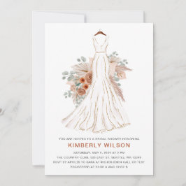 Boho Pampas Glitzer Wedding Dress Brautparty Einladung