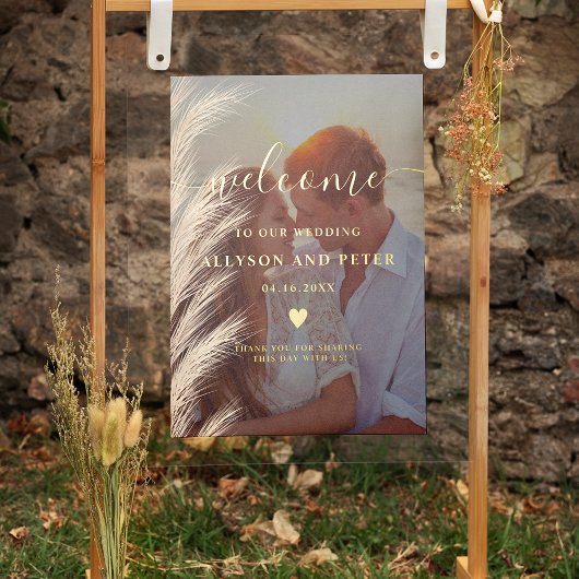 Boho Pampas Gras Aquarell Foto Begrüßung Foliendrucke