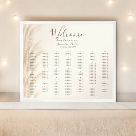Boho pampas Gras Aquarell Hochzeitssitze Poster