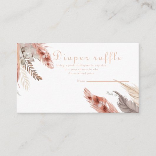 Boho Pampas Gras Baby Dusche Begleitkarte (Vorderseite)