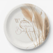 Boho Pampas Gras Baby Dusche Pappteller (Vorderseite)