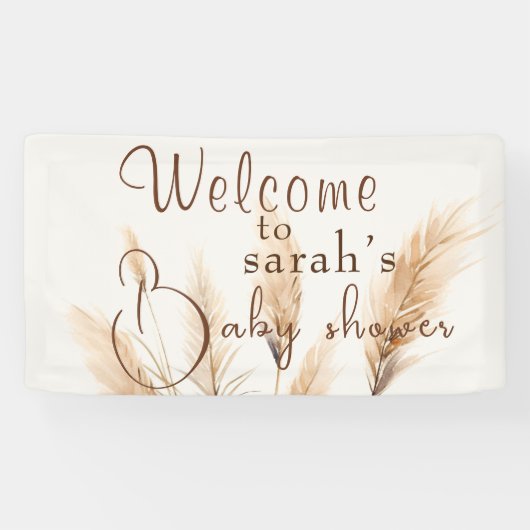 Boho Pampas Gras Babydusche Banner (Horizontal)