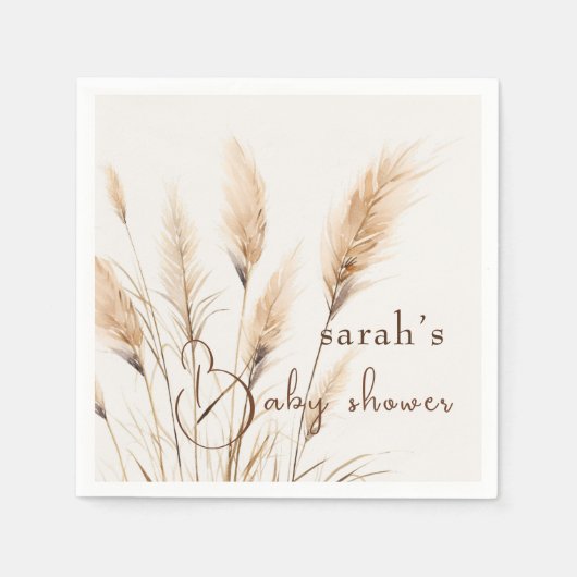 Boho Pampas Gras Babydusche Serviette (Vorderseite)