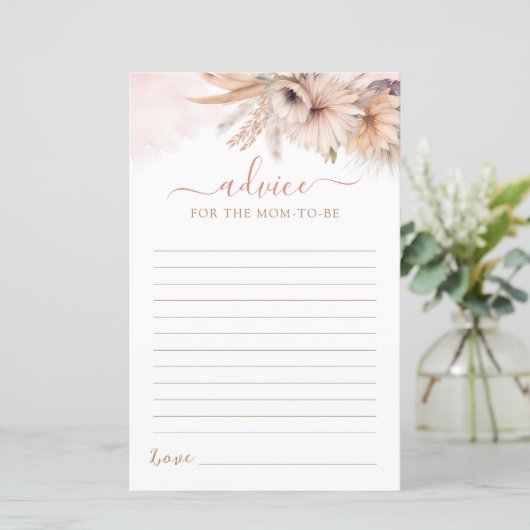 Boho Pampas Gras Blumenempfehlung zur Mama auf Kar (Stehend Vorderseite)