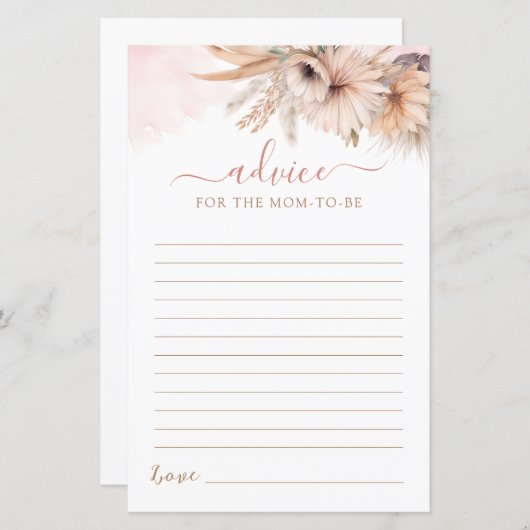 Boho Pampas Gras Blumenempfehlung zur Mama auf Kar (Vorne/Hinten)