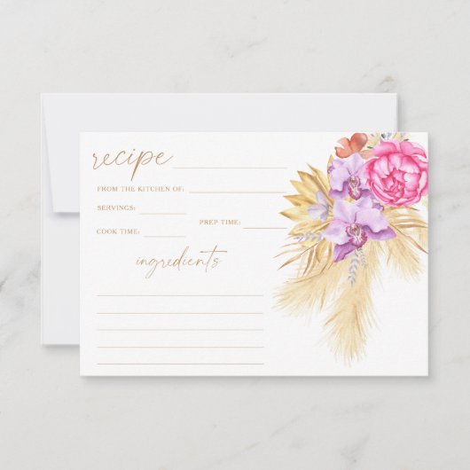 Boho Pampas Gras Blumenkochkarte (Vorderseite)