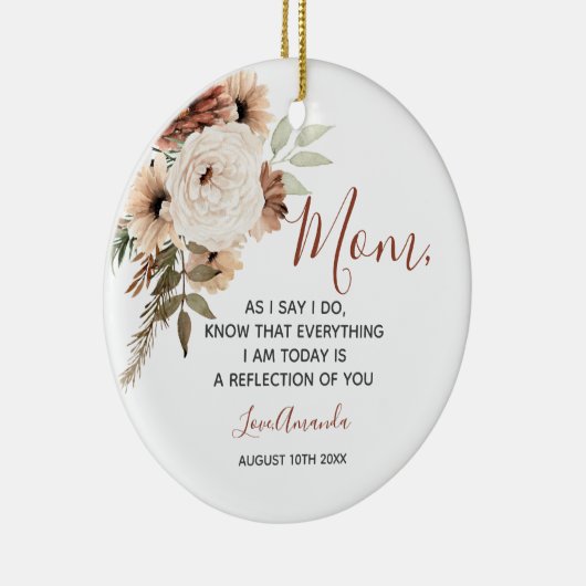 Boho pampas Gras Blumenmutter der Braut Keramik Ornament (Rechts)