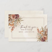 Boho Pampas Gras Brautparty danke Karte (Vorne/Hinten)