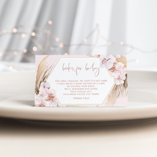 Boho Pampas Gras Bücher für Baby Ticket Begleitkarte