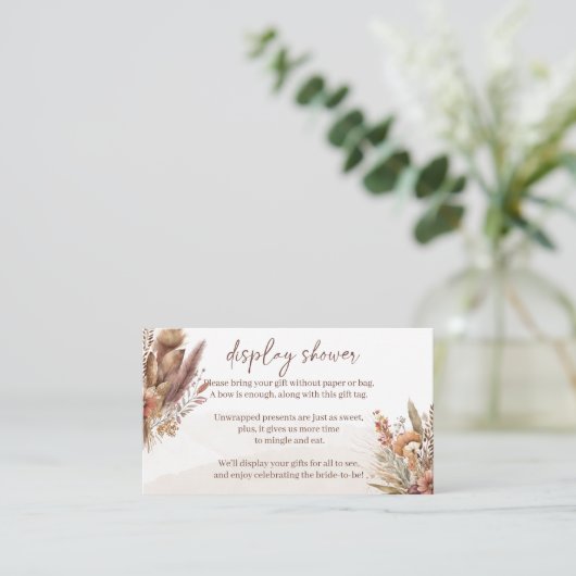 Boho Pampas Gras Duschkabine Karte (Stehend Vorderseite)