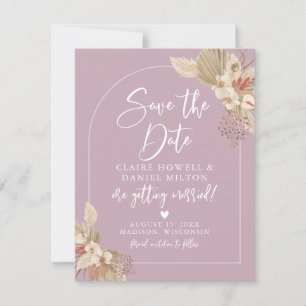 Boho Pampas Gras Dusty Rose Pink Save The Date