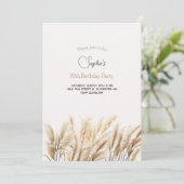 Boho Pampas Gras Erwachsene Einladung zum Geburtst (Stehend Vorderseite)