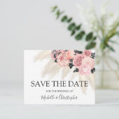 Boho Pampas Gras Floral Save the Date Postkarte (Stehend Vorderseite)