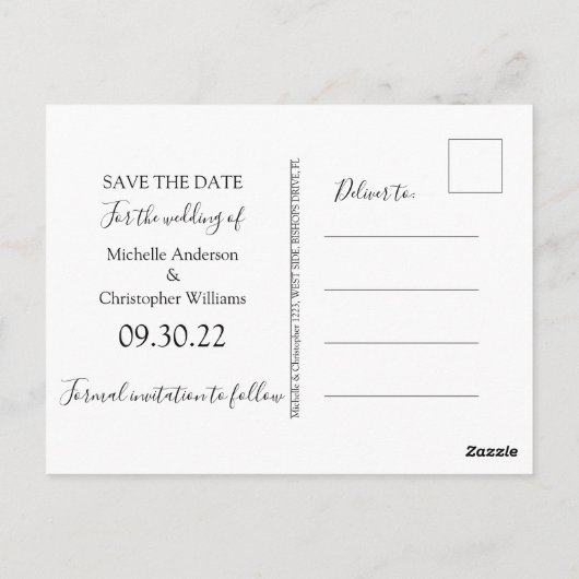  Boho Pampas Gras Floral Save the Date Postkarte (Rückseite)
