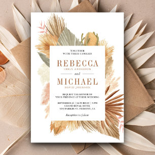Boho Pampas Gras getrocknete Palmwedel Hochzeit Einladung