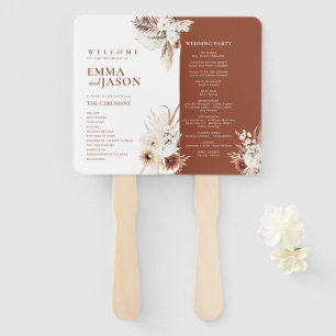 Boho Pampas Gras Hochzeitsprogramm Fächer Hand