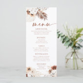 Boho Pampas Gras Menü Menükarte (Stehend Vorderseite)