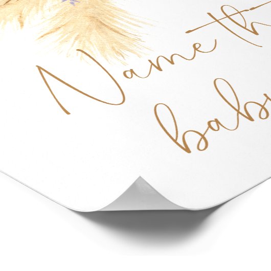 Boho pampas gras - Name für Babynahrung Poster (Ecke)