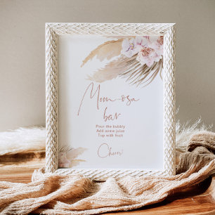 Boho Pampas Gras orchid Babydusche Momosa Bar Poster