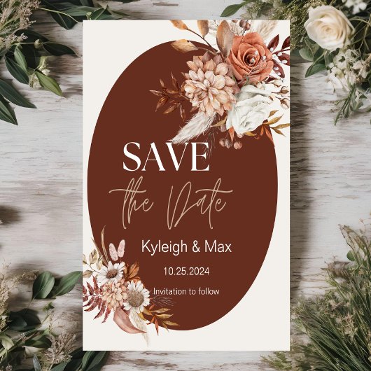 Boho Pampas Gras Save the Date Einladung