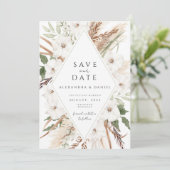 Boho Pampas Gras Save the Date minimalistisch Einladung (Stehend Vorderseite)