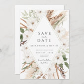Boho Pampas Gras Save the Date minimalistisch Einladung (Vorne/Hinten)