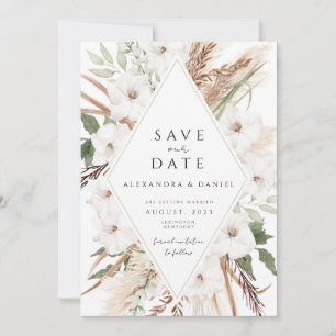 Boho Pampas Gras Save the Date minimalistisch Einladung