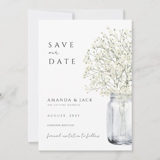 Boho Pampas Gras Save the Date minimalistisch Einladung (Vorderseite)